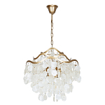 Люстра подвесная с белыми перламутровыми подвесками и изогнутыми золотистыми элементами Диаметр 50 см SHELL Chandelier варинант исполнения - 1 | Loft Concept в Ижевске