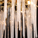 Люстра золотого цвета с декоративными ветками и длинными прозрачными стеклянными подвесами в форме сосулек Droplet Chandelier варинант исполнения - 5 | Loft Concept в Ижевске