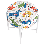 Пуф детский круглый с принтом на 4-х белых ножках Dinosaurs CHILDHOOD варинант исполнения - 3 | Loft Concept в Ижевске