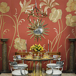 Обои с вышивкой ручной работы Deco Flowers Original colourway on wool sateen варинант исполнения - 1 | Loft Concept в Ижевске