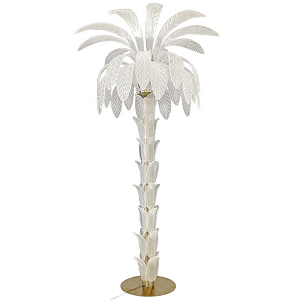 Торшер Glass Decorated Palm Floor Lamp White Листья Пальмы 
