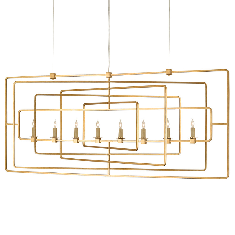 Люстра золотая из пересекающихся прямоугольных элементов Thin Intersecting Rectangles Золотой в Ижевске | Loft Concept 