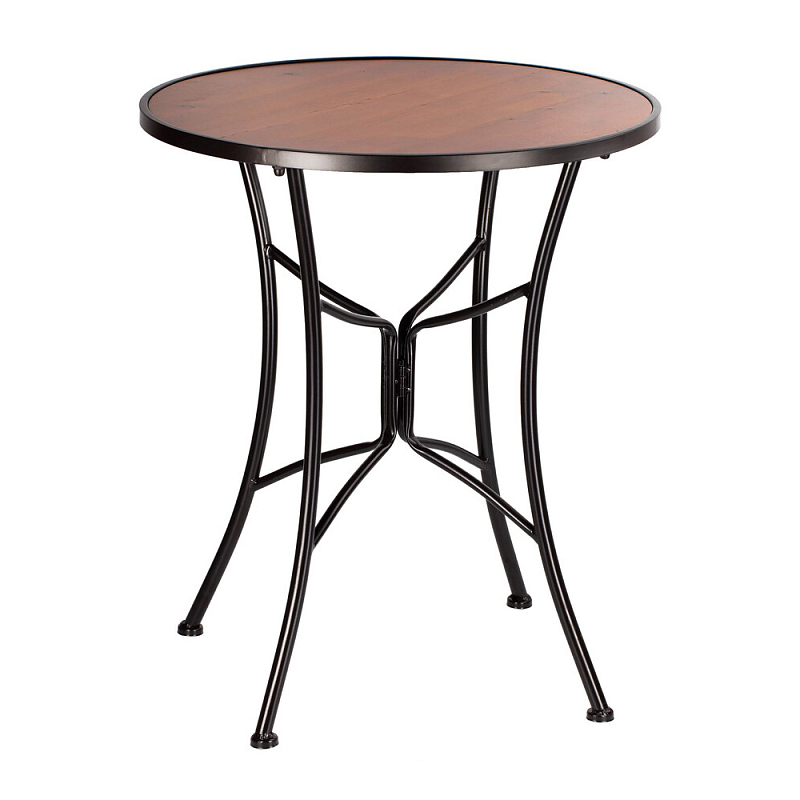 Столик приставной с круглой столешницей на металлическом черном основании Scenical Table Черный Коричневый в Ижевске | Loft Concept 