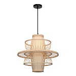 Подвесной светильник фигурный из деревянных прутьев с плафоном из натуральной ткани Light Inside the Cell варинант исполнения - 4 | Loft Concept в Ижевске