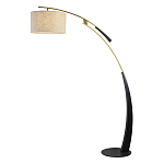 Торшер с изогнутой черной металлической ножкой и цилиндрическим абажуром из ткани Arched Metal Base  варинант исполнения - 1 | Loft Concept в Ижевске