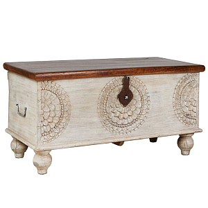 Сундук из массива манго малый Grey Mango