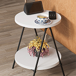 Стол приставной с 2-мя круглыми белыми столешницами ESSEL SIDE TABLE WHITE варинант исполнения - 9 | Loft Concept в Ижевске