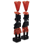 Комплект из 2-х деревянных статуэток Asmat Red Straw Headdress Statuettes варинант исполнения - 2 | Loft Concept в Ижевске