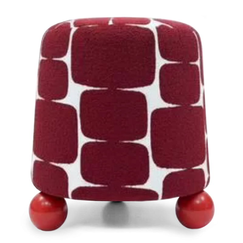 Пуф Wakonda с Красным онаментом и круглыми ножками Белый Красный в Ижевске | Loft Concept 
