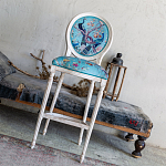Барный стул из массива бука с изображением птиц и цветов Turquoise Beige Chinoiserie Garden Chair варинант исполнения - 8 | Loft Concept в Ижевске