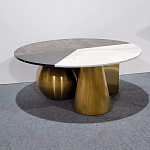 Дизайнерский журнальный стол с круглой столешницей на 3-х геометрических ножках Lehumod варинант исполнения - 1 | Loft Concept в Ижевске