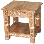 Кофейный стол из массива манго с резьбой Vallez Grey Mango Coffee Table варинант исполнения - 1 | Loft Concept в Ижевске