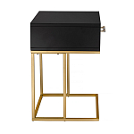 Приставной столик с резным узором на выдвижном ящике Black Table Carved Pattern варинант исполнения - 5 | Loft Concept в Ижевске