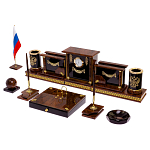 Настольный письменный набор с часами из природного камня обсидиана Royal Set варинант исполнения - 2 | Loft Concept в Ижевске