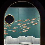 Обои с вышивкой ручной работы Deco Fish Original colourway варинант исполнения - 2 | Loft Concept в Ижевске