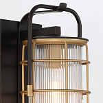 Настенный фонарь цилиндрической формы с рифленым стеклом в золотом каркасе на черном прямоугольном основании Eurofase варинант исполнения - 16 | Loft Concept в Ижевске