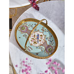 Блюдо овальное с ручкой и голубым фарфоровым дном с цветочным рисунком Blue Garden варинант исполнения - 2 | Loft Concept в Ижевске