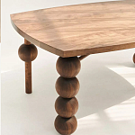 Обеденный стол деревянный с круглыми декоративными элементами на ножках Koko варинант исполнения - 4 | Loft Concept в Ижевске