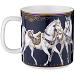 Кружка из фарфора синяя с изображением лошадей 400 мл Porcelain Horse Set варинант исполнения - 1 | Loft Concept в Ижевске