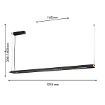 Подвесной светильник линейный вытянутой формы с черным матовым корпусом и золотистыми акцентами Line Pendant варинант исполнения - 1 | Loft Concept в Ижевске