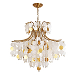 Люстра подвесная с белыми и золотыми круглыми подвесками Диаметр 70 см SHELL Chandelier варинант исполнения - 1 | Loft Concept в Ижевске