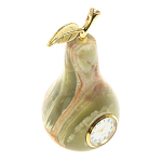 Часы настольные в виде груши из натурального камня Оникс Stone Clock варинант исполнения - 2 | Loft Concept в Ижевске