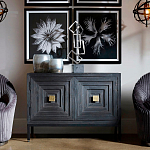 Тумба черная из дерева двухдверная Geometric Double Door Nightstand варинант исполнения - 5 | Loft Concept в Ижевске