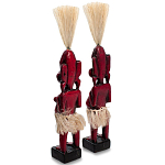 Комплект из 2-х деревянных статуэток Asmat Straw Headdress Statuettes Red варинант исполнения - 2 | Loft Concept в Ижевске