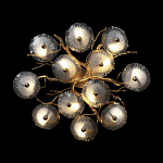 Потолочная люстра круглая ветвистыми бронзовыми элементами и стеклянными рифлеными дисками Textured Glass Chandelier варинант исполнения - 2 | Loft Concept в Ижевске