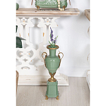 Ваза зеленого цвета из фарфора на высокой подставке с бронзовыми ручками Eden Garden porcelain and bronze варинант исполнения - 4 | Loft Concept в Ижевске