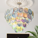 Люстра с каскадом из круглых разноцветных стеклянных дисков Mother of Pearl Iridescence варинант исполнения - 1 | Loft Concept в Ижевске