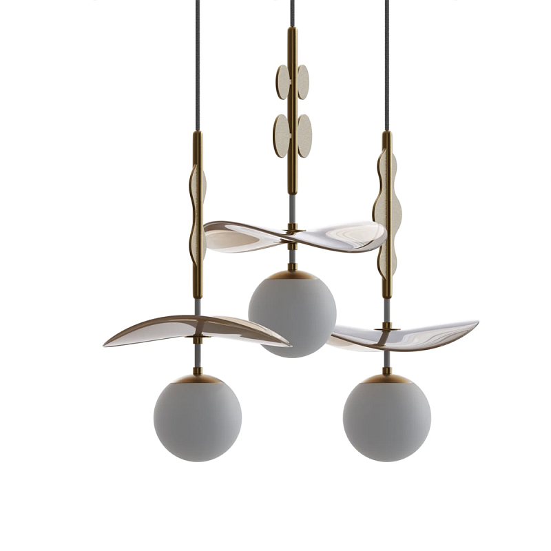 Подвес Bloomy Бежевый Белый Латунь в Ижевске | Loft Concept 
