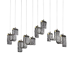 Подвесной светильник линейный с плафонами волнистой формы из фактурного стекла Big Wave варинант исполнения - 2 | Loft Concept в Ижевске