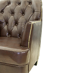 Кресло кожаное c мягкими подлокотниками на 4-х деревянных ножках из массива березы Joseph Armchair brown варинант исполнения - 3 | Loft Concept в Ижевске