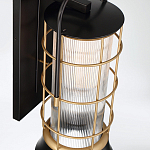 Настенный фонарь цилиндрической формы с рифленым стеклом в золотом каркасе на черном прямоугольном основании Eurofase варинант исполнения - 4 | Loft Concept в Ижевске