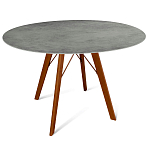 Стол обеденный с серой овальной столешницей из керамики на четырех деревянных ножках Gray Ceramics варинант исполнения - 8 | Loft Concept в Ижевске