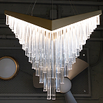 Люстра золотого цвета в форме галочки с каскадом длинных прозрачных трубок Eurofase варинант исполнения - 13 | Loft Concept в Ижевске