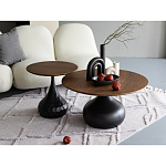 Столик журнальный с круглой деревянной столешницей на черном фактурном основании Bourgeon варинант исполнения - 5 | Loft Concept в Ижевске