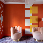 Обои ручная роспись Chez Nina by India Mahdavi Lantana colourway on Arancio dyed silk варинант исполнения - 2 | Loft Concept в Ижевске