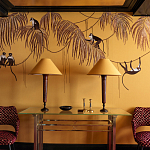 Обои с вышивкой ручной работы Étienne Original colourway on wool sateen варинант исполнения - 4 | Loft Concept в Ижевске