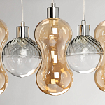 Люстра с 3-мя плафонами волнообразной формы цвета янтарь и 2-мя прозрачными шарообразными плафонами Lucid Rain  варинант исполнения - 7 | Loft Concept в Ижевске