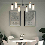 Люстра потолочная с 6-ю цилиндрическими плафонами из стекла и черным каркасом Noir Poise варинант исполнения - 3 | Loft Concept в Ижевске