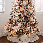 Заснеженная Новогодняя Ель с золотыми листьями и цветами в комплекте варинант исполнения - 3 | Loft Concept в Ижевске