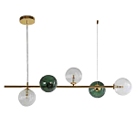 Люстра подвесная линейная с рифлеными стеклянными плафонами Bolle Multi Color варинант исполнения - 1 | Loft Concept в Ижевске