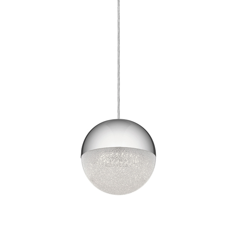Подвесной светильник со сферическим плафоном из акрила с циркониевыми вкраплениями Kichler Хром Прозрачный в Ижевске | Loft Concept 