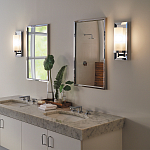 Бра для ванных комнат с цилиндрическим плафоном на прямоугольном зеркальном основании Feiss варинант исполнения - 2 | Loft Concept в Ижевске