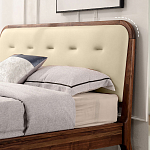 Кровать двуспальная с каркасом из дерева и мягким изголовьем Moon Walnut Bed варинант исполнения - 2 | Loft Concept в Ижевске