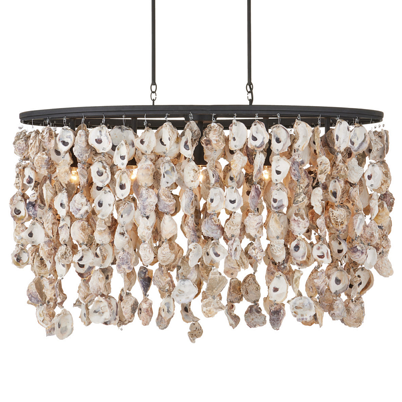 Люстра овальная с подвесками из устричных раковин Sea Ravens Черный в Ижевске | Loft Concept 