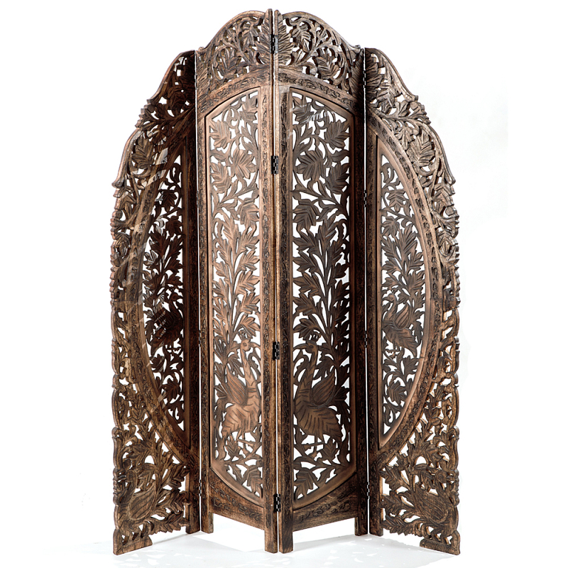 Ширма с орнаментом ручная резьба Indian Antique Furniture Коричневый Ширма с орнаментом ручная резьба Indian Antique Furniture Коричневый в Ижевске | Loft Concept