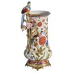 Ваза фарфоровая с птицей на бронзовой ветке и цветочной росписью Garden of Eden варинант исполнения - 1 | Loft Concept в Ижевске